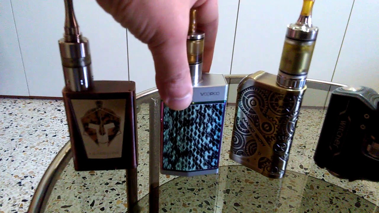 Svapo  ai massimi livelli 7 Box mod,  e 7  Atomizzatori da guancia