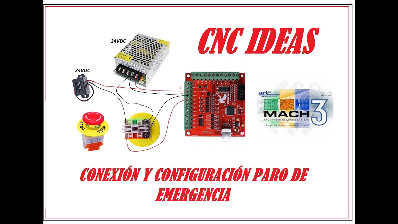 Conexión y configuración paro de emergencia Mach3 (E-STOP)