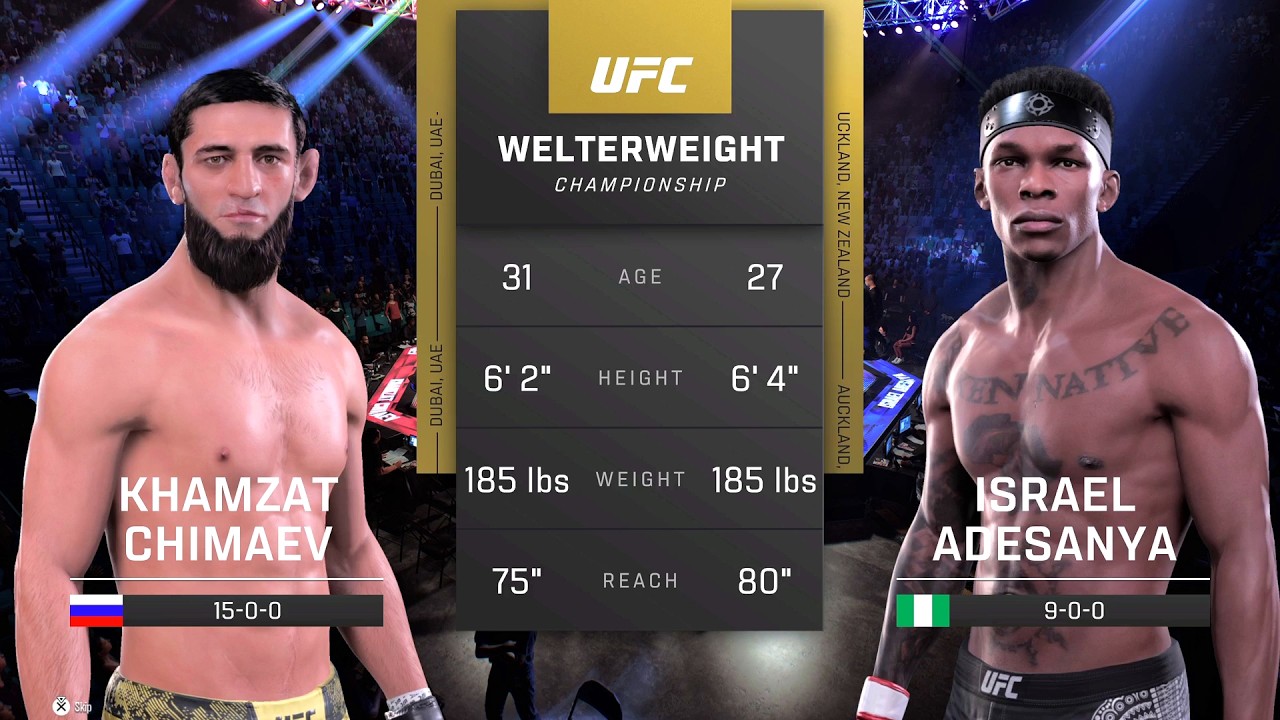 Khamzat Chimaev vs Israel Adesanya Full Fight - UFC Fight Of The Night