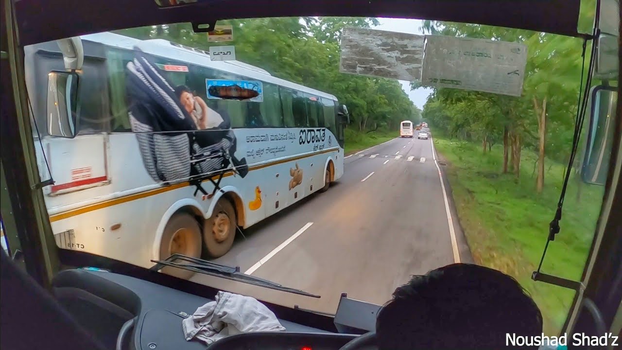 Volvo buses chasing each other in beautiful forest road🛣️KSRTC VOLVO B9R buses in bandipur 🐯 reserve