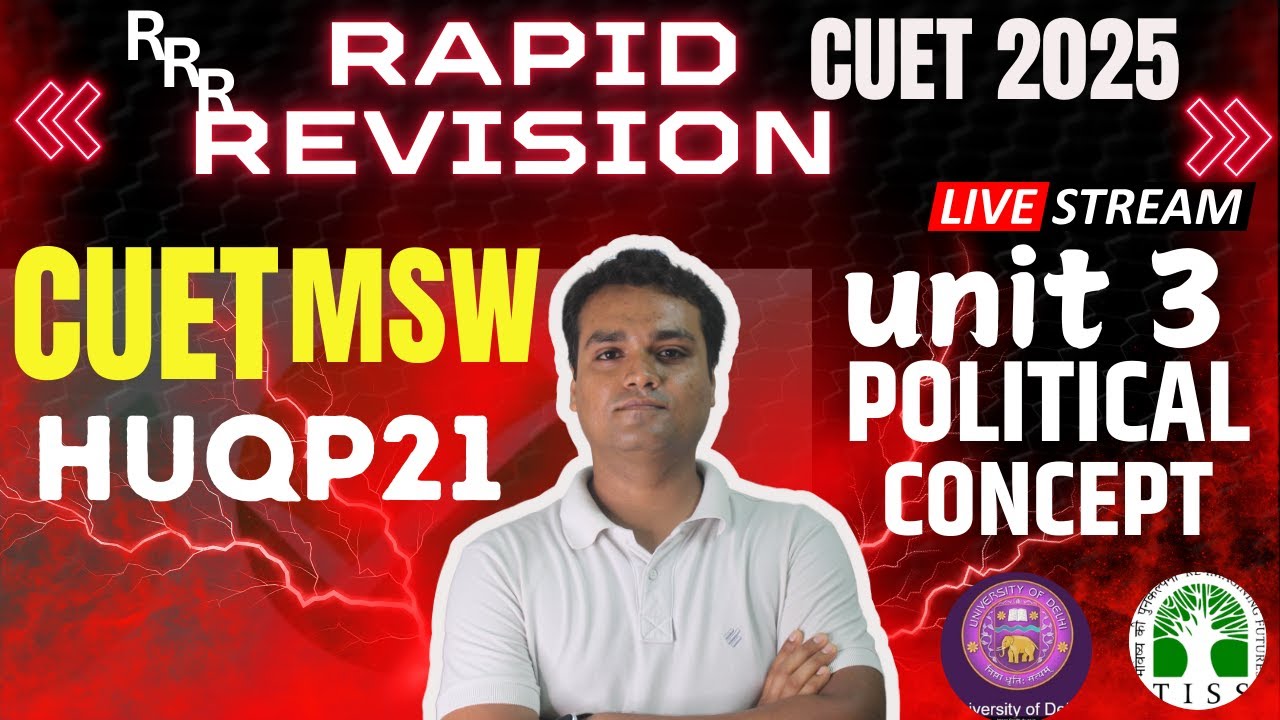 HUQP21 : RAPID REVISION |  HUQP21 cuet pg social work preparation | UNIT 3 POLITICAL CONCEPT