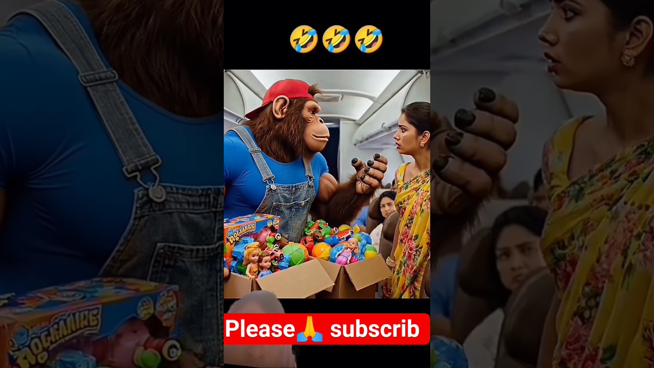 monkey ne flight ✈️ m khilone beche lafda 😭 ho gya  funny videos 📸