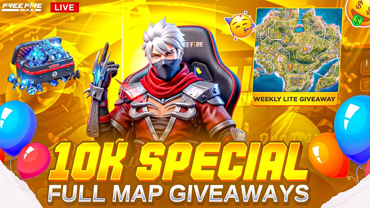 FREEFIRE LIVE 🔥|| 10K SPECIAL 🥳FULL MAP GIVEAWAYS || #DUOGAMING STREAM