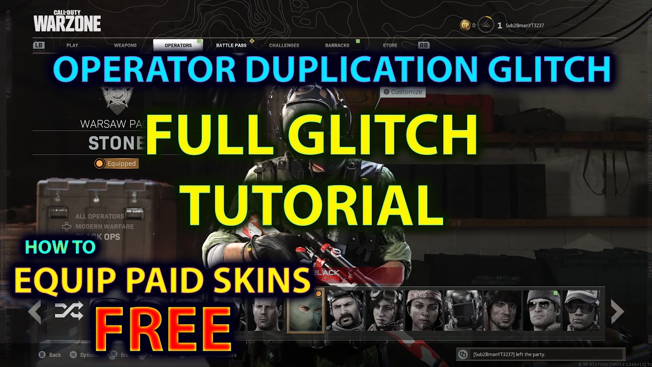 warzone glitch operator duplication glitch. how to duplicate paid operator skins from a friend