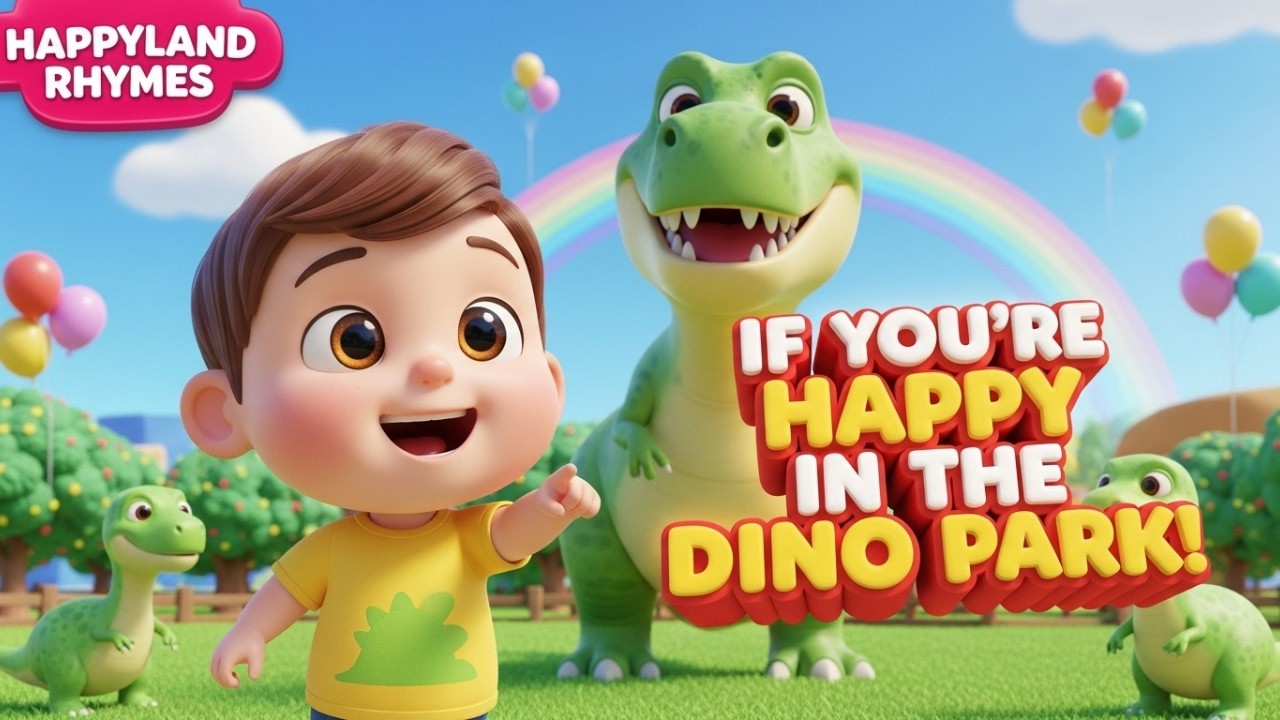 If You’re Happy in the Dino Park! 🦖 | Fun Dinosaur Song for Kids | HAPPYLAND RHYMES