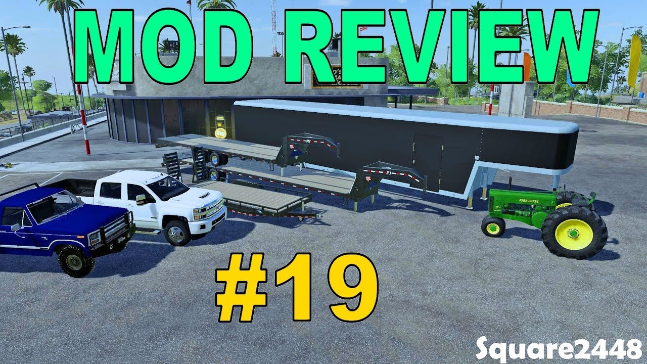 Farming Simulator 19 Mod Review #19 Chevy 3500, PJ Trailers, Shop, Enclosed Trailer, & More!