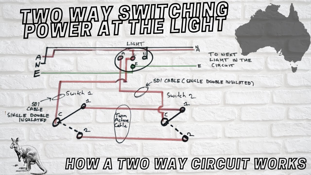 TWO WAY SWITCHING WITH POWER AT LIGHT