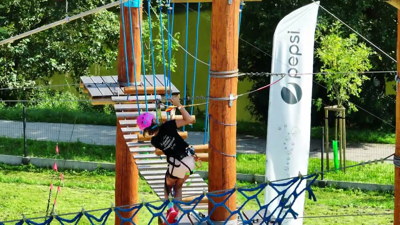 Lisowice - Park Linowy - Linpark.  Przejście całego toru niebieskiego