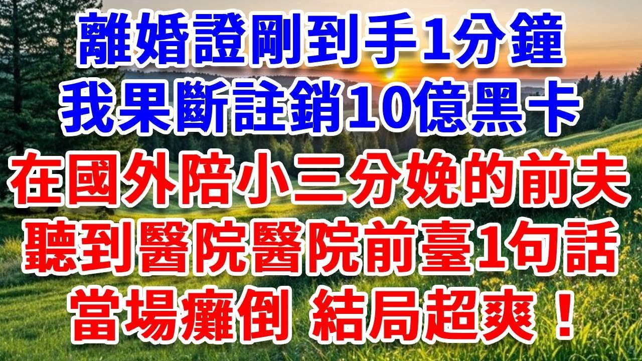 離婚證剛到手1分鐘，我果斷註銷10億黑卡，正在國外陪小三分娩的前夫，聽到醫院收營員的一句話，當場癱倒 結局超爽！#詩涵講故事#為人處世#生活經驗#情感故事#晚年哲理#說故事#完結文#原創故事