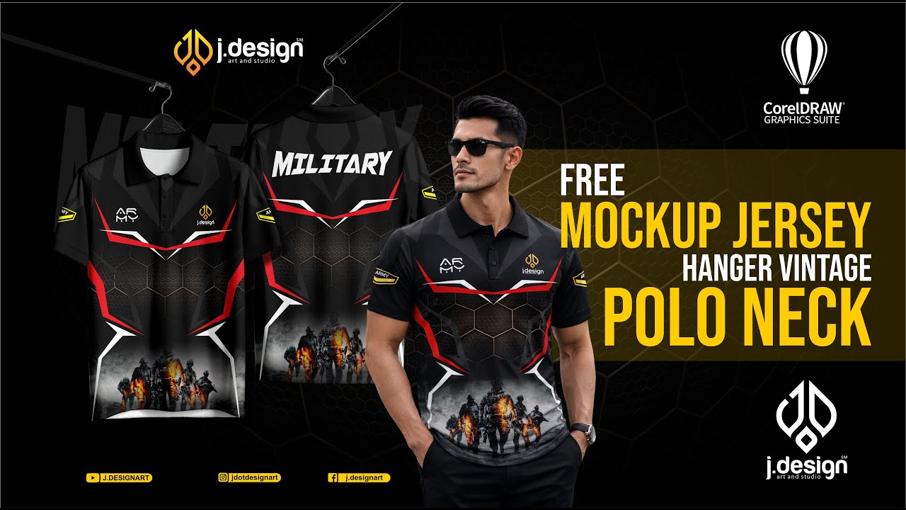 FREE MOCKUP & HOW TO MAKE JERSEY POLO NECK VINTAGE HANGER with CorelDRAW
