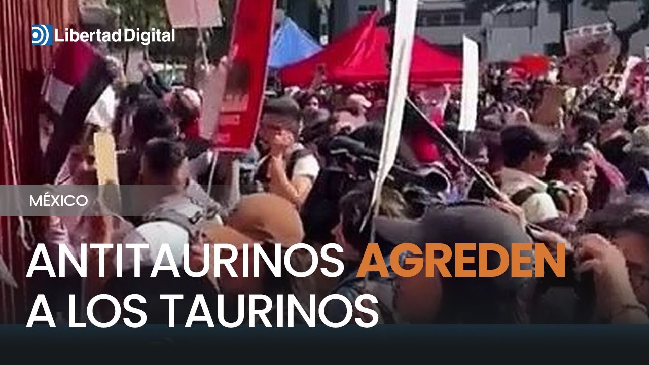 Los antitaurinos agreden a los aficionados en el regreso de los toros a La M&eacute;xico