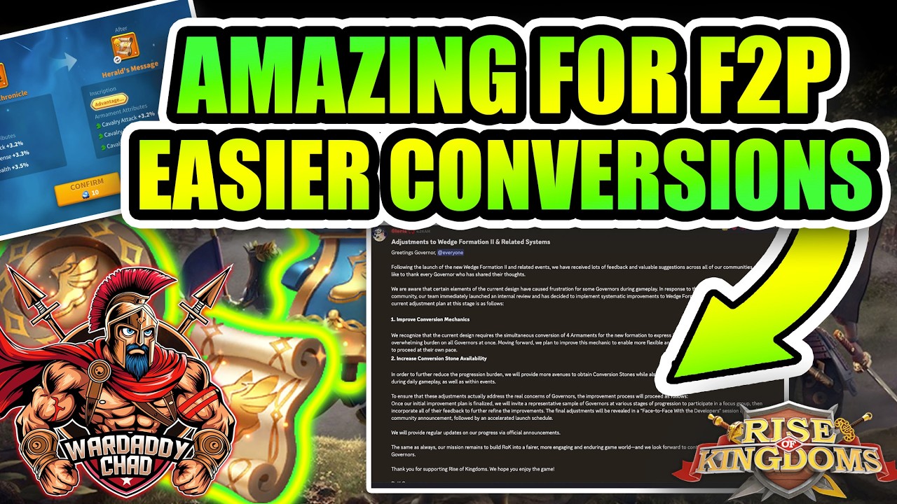 F2P & All Players Rejoice: Easier Ways To Get Conversion Stones - Rise of Kingdoms