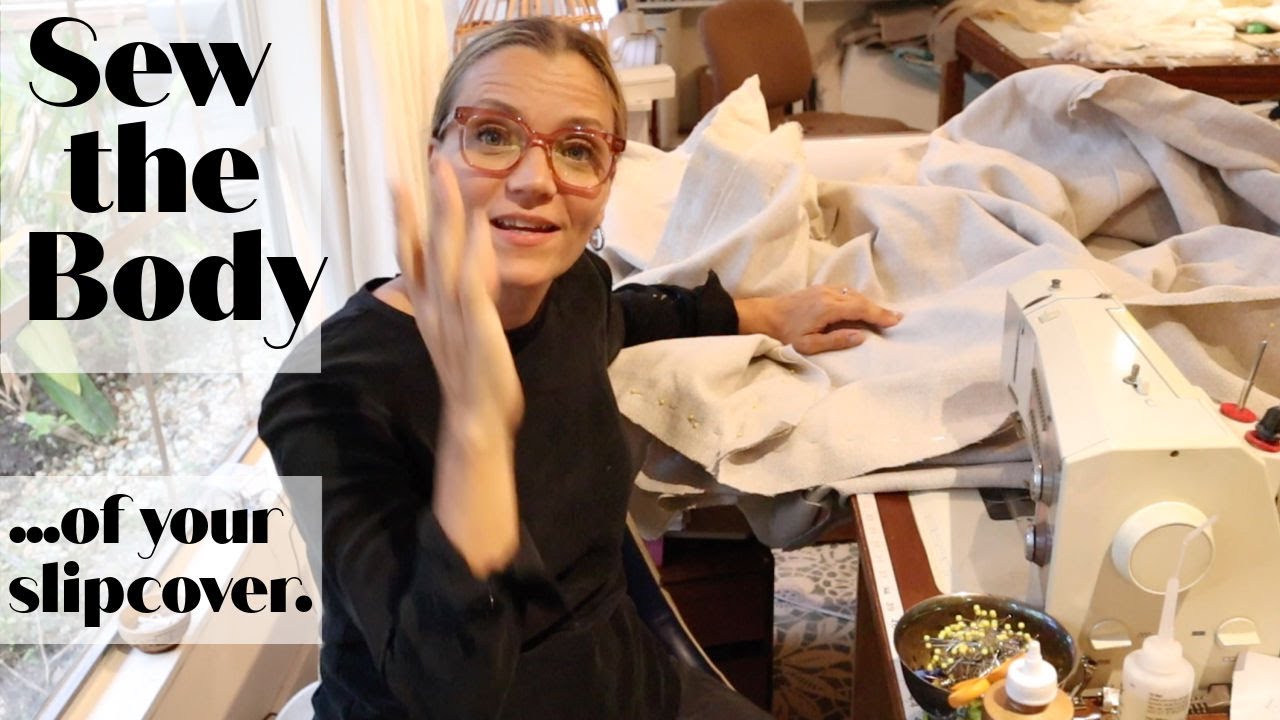 How to sew the body of a sofa slipcover.