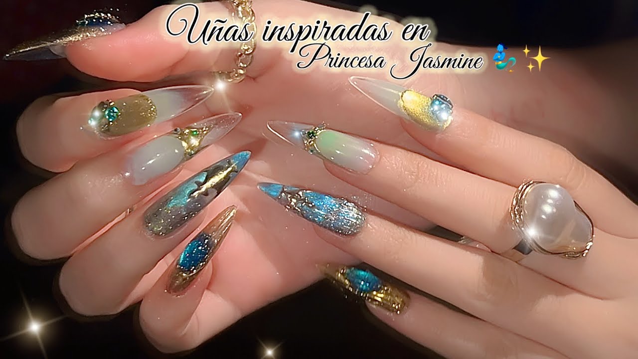 Uñas Inspiradas en la princesa Jasmine - Aladdin🧞‍♂️✨| Nails Inspired By princess Jasmine ✨ Disney 