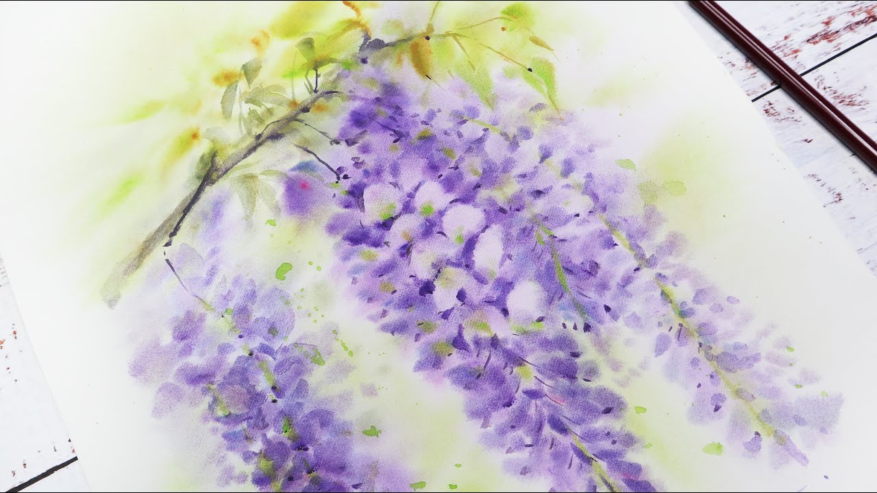 How To Paint Wisteria Flowers In Watercolor