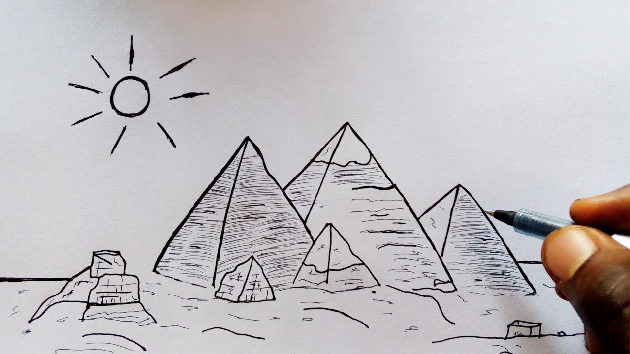 How to draw Great Giza Pyramid of Egypt