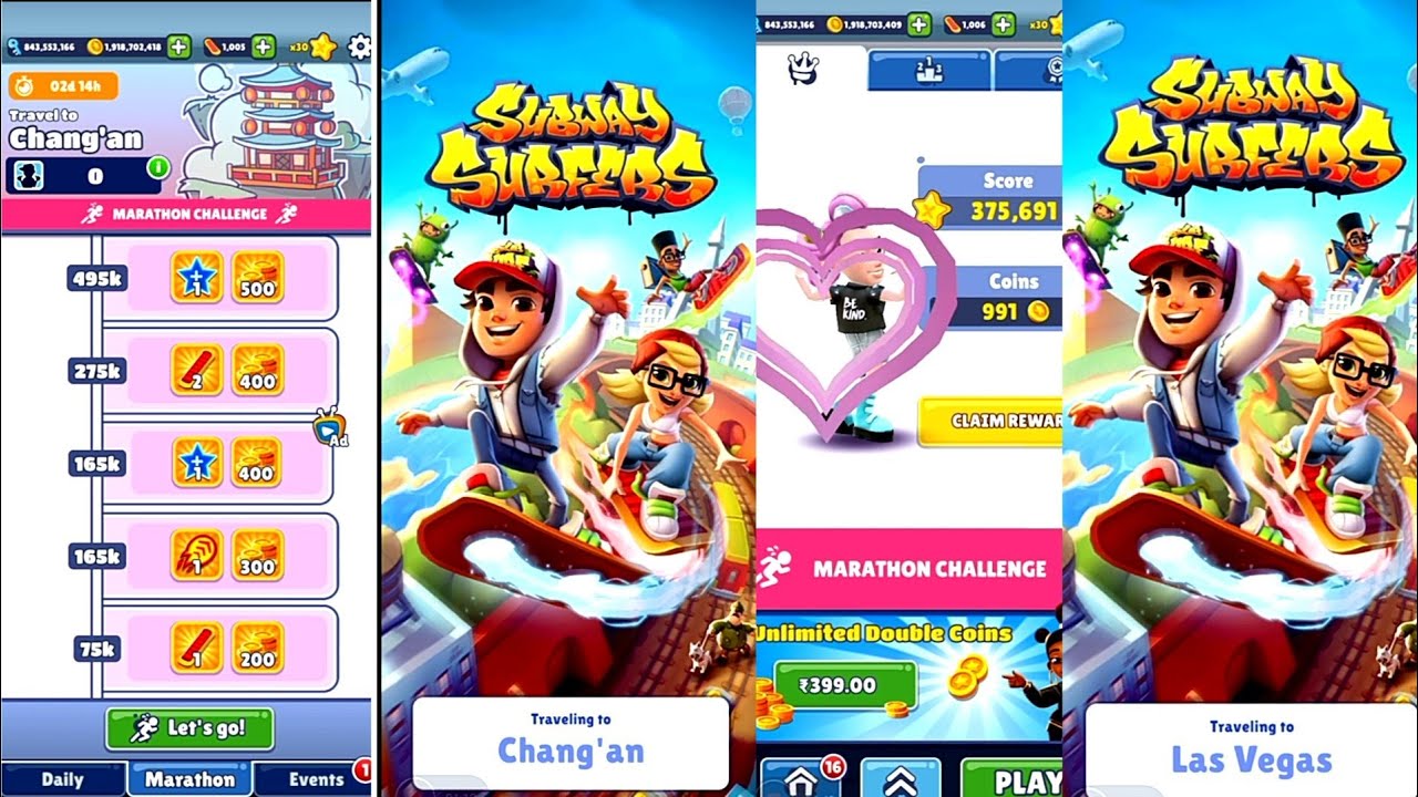 SUBWAY SURFERS MAJOR UPDATE MARATHON CHALLANGE TRAVELLING CITY IN SUBWAY SURFERS LAS VEGAS 2021