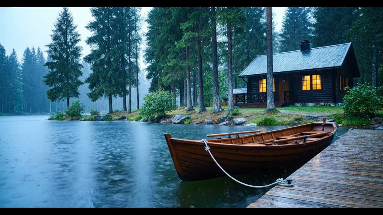 Cozy Rainy Lake Cabin Ambience with Gentle Rain Sounds for Deep Sleep