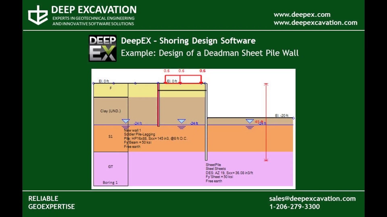 Design of Deadman Sheet pile walls with DeepEX