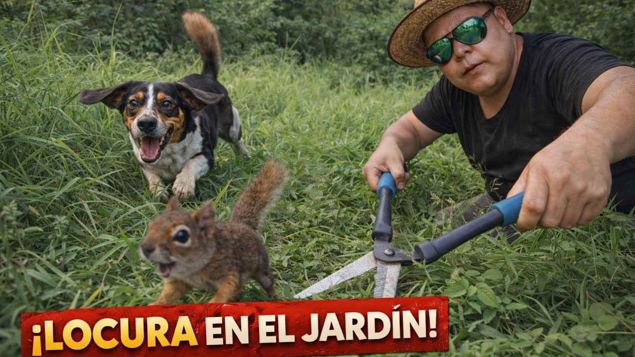 Cortando hierba con tuntun 🐿️😱!!No me dejó terminar!!!