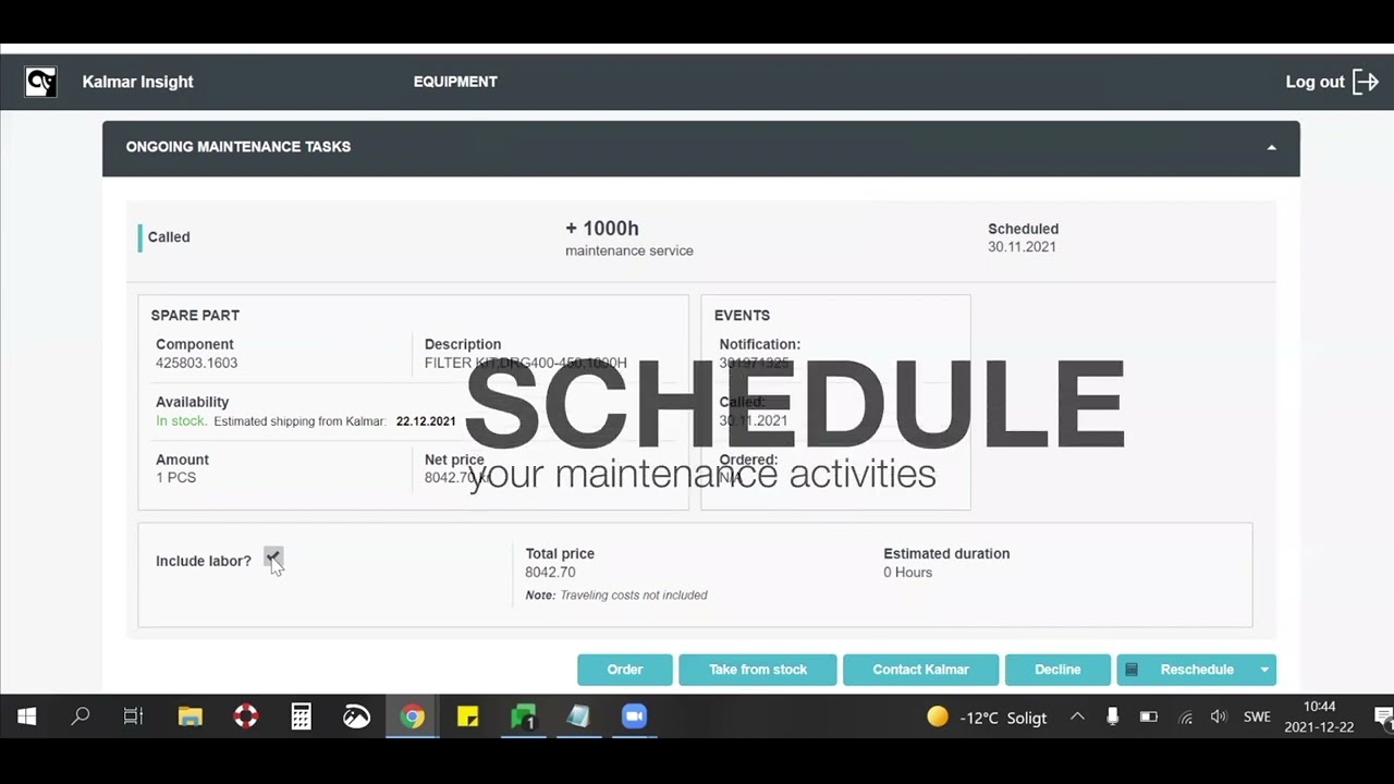 Kalmar Insight Maintenance Module | Equipment maintenance made easy