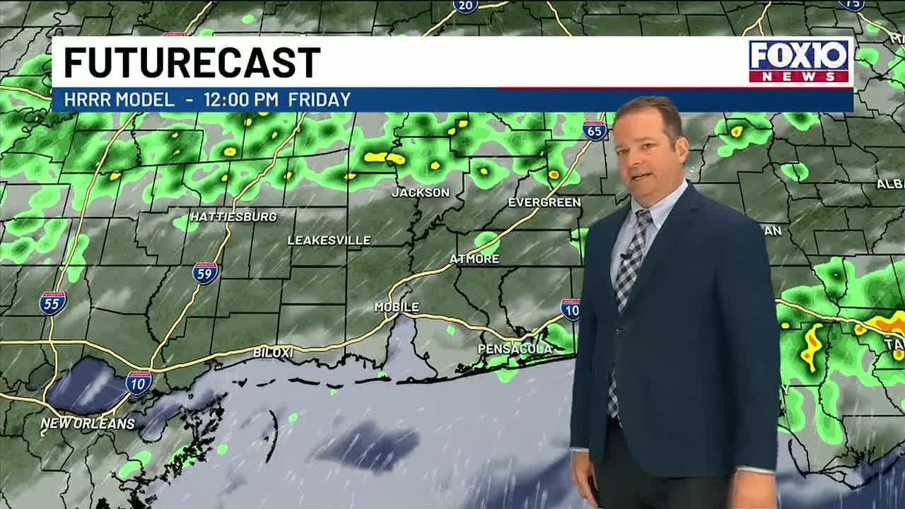 Warm with spotty showers for Friday