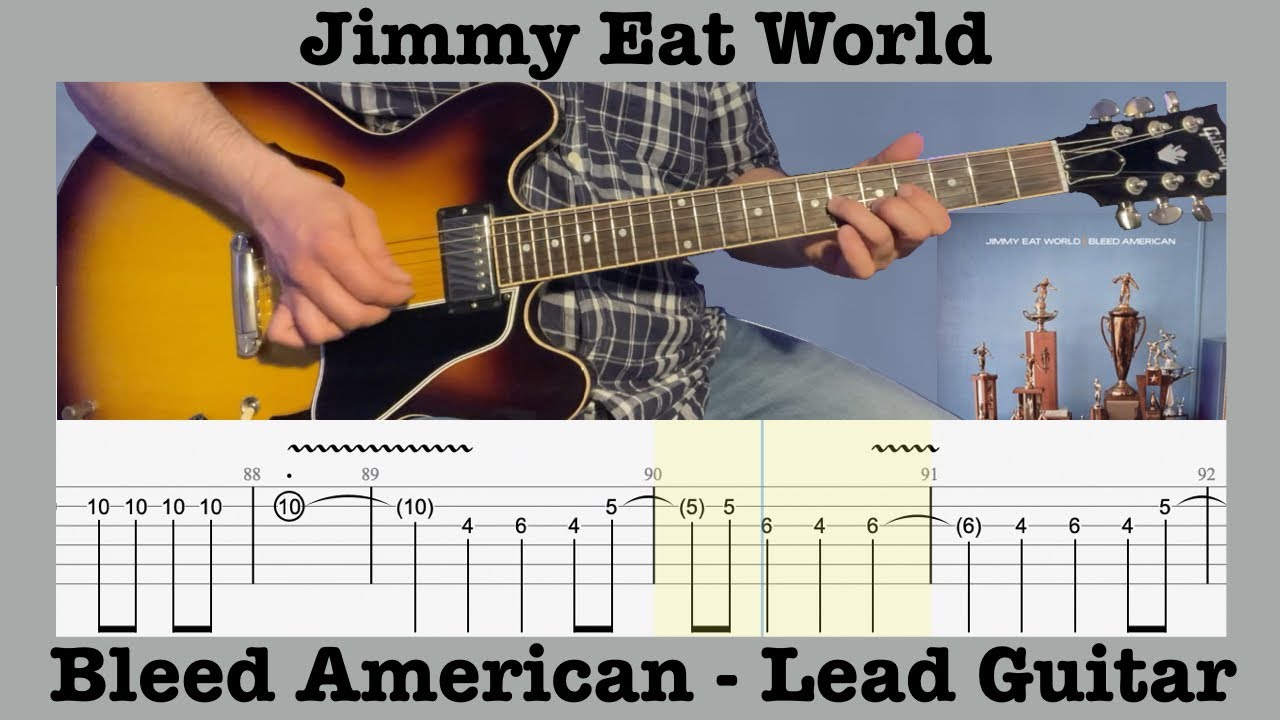 Bleed American - Jimmy Eat World - Lead Guitar - Lesson Demonstration - Rolling Tab - Drop D Tuning