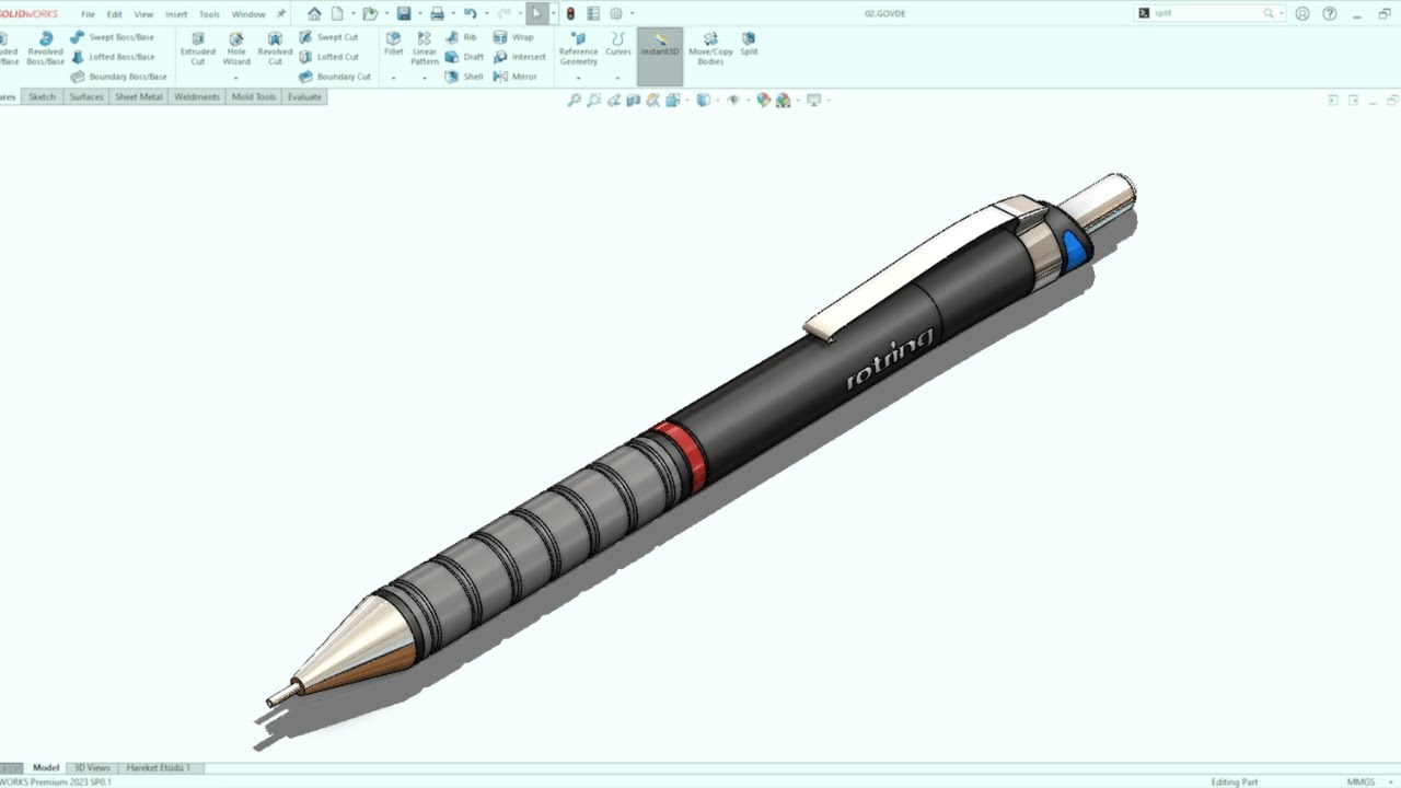 SOLIDWORKS DE ROTRING KALEM TASARIM PART 1