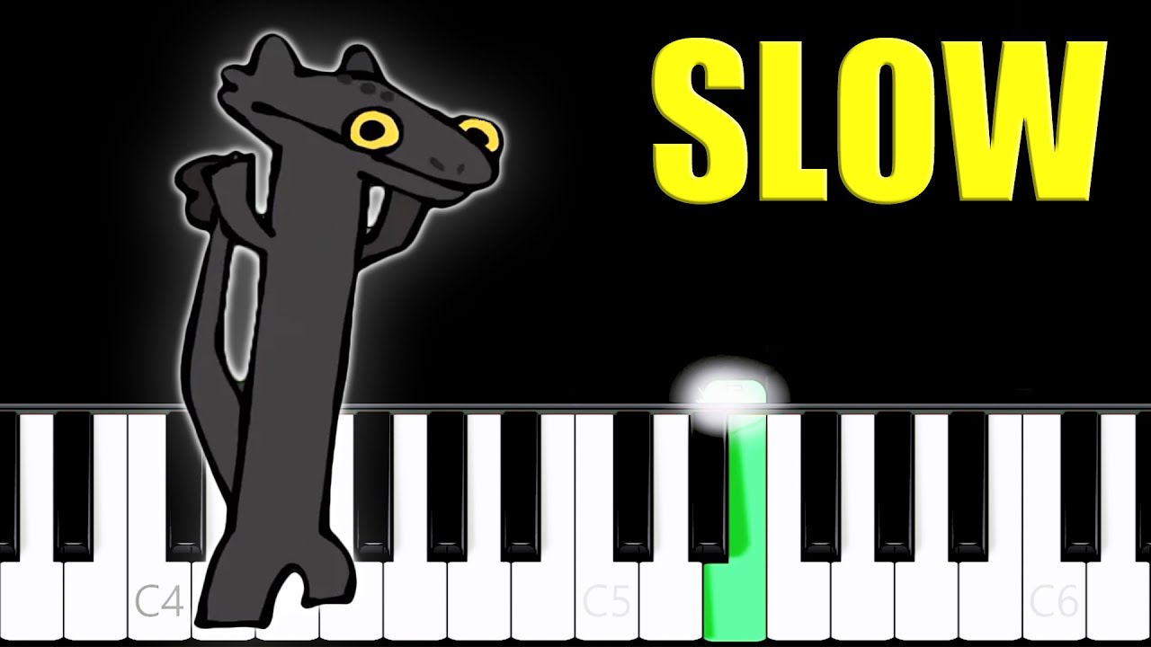 Toothless Dancing Meme | SLOW Right Hand Piano Tutorial