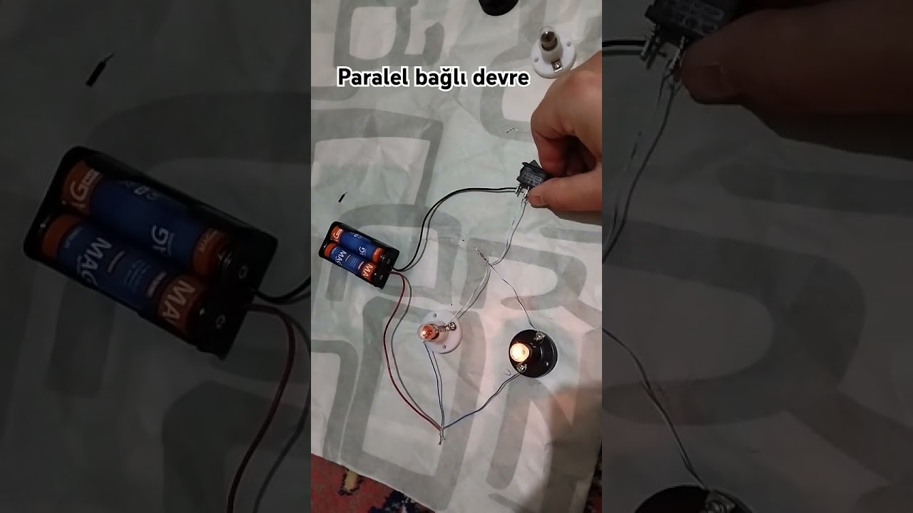 paralel bağlı devre #elektrik #devre malzemeler: pil yatağı anahtar      iletken tel duy ampul