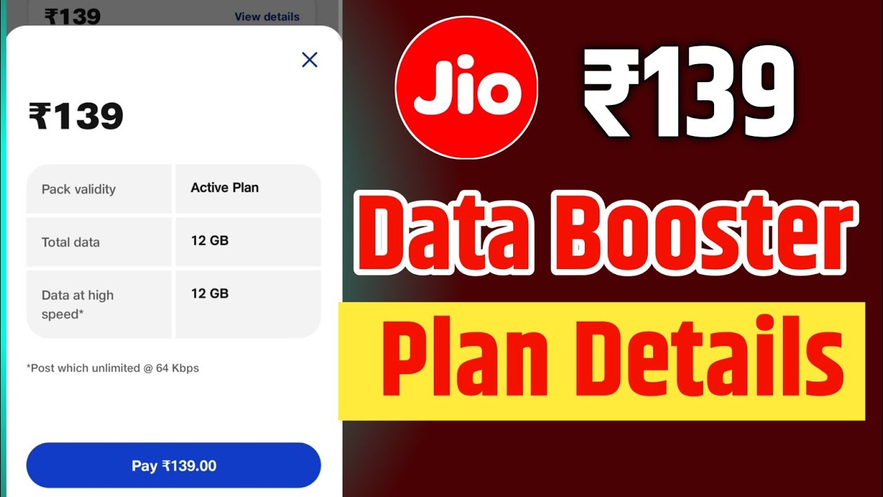 Jio ₹139 Recharge Plan Data Top Up Plan All Details 🔥 | Jio Data Booster Plan ₹139 Plan