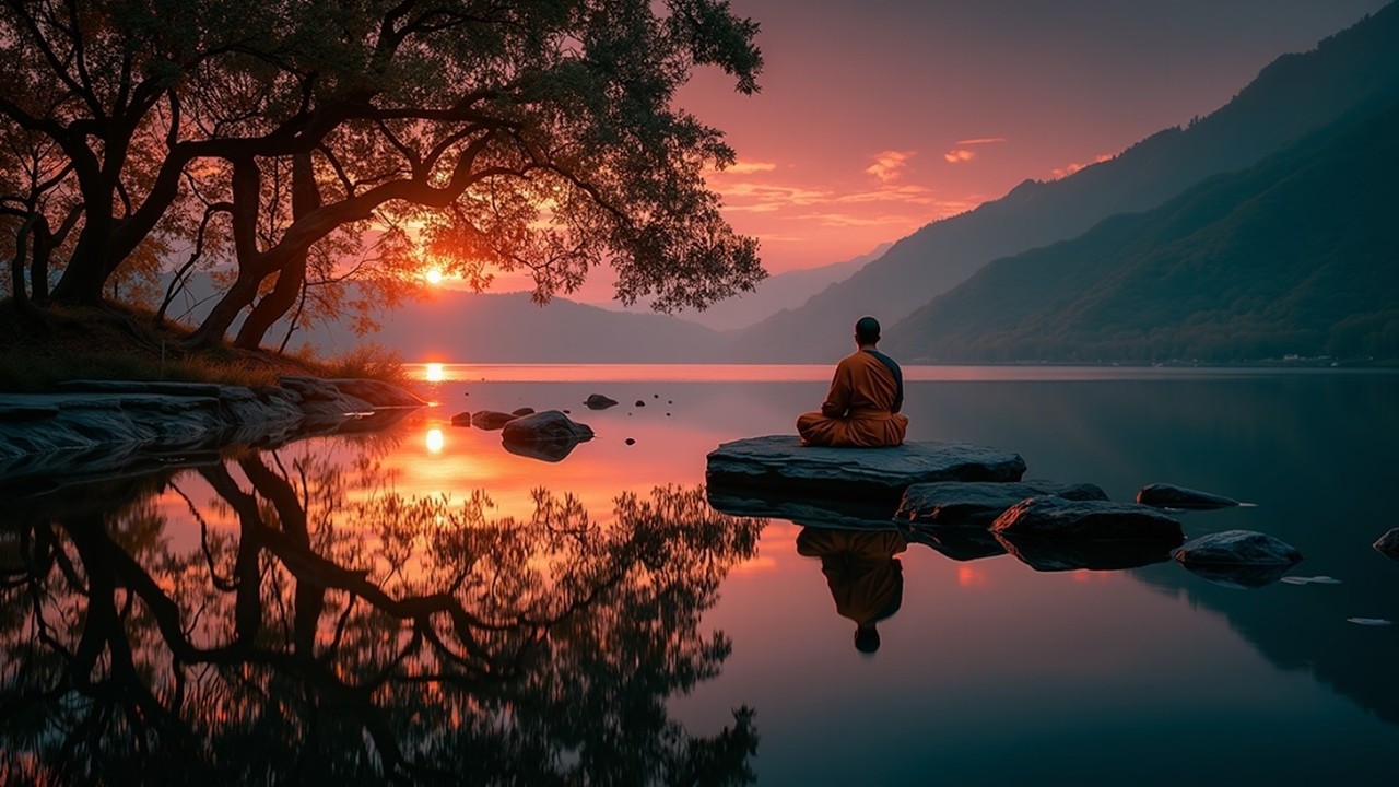 Muzyka do głębokiej medytacji ~ Uzdrawiająca medytacja ~ Mnich nad jeziorem