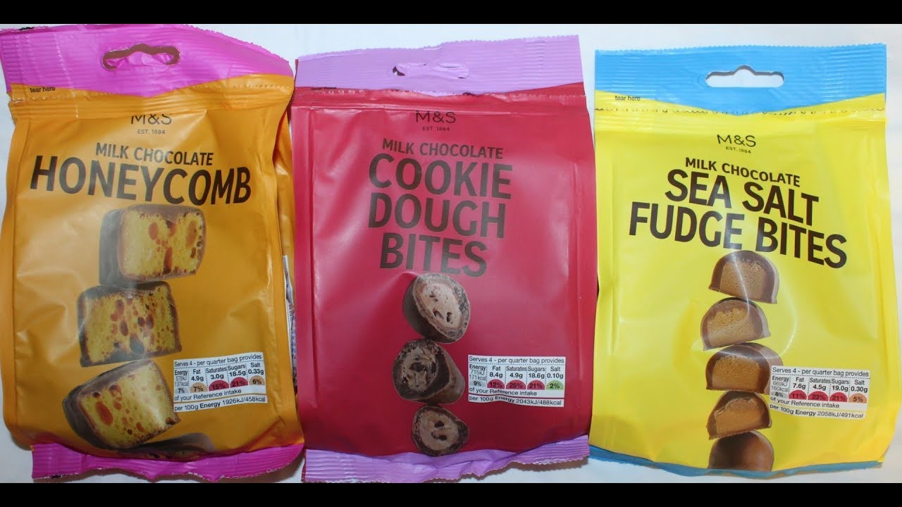 M&S Milk Chocolate: Honeycomb, Cookie Dough Bites and Sea Salt Fudge Bites Review