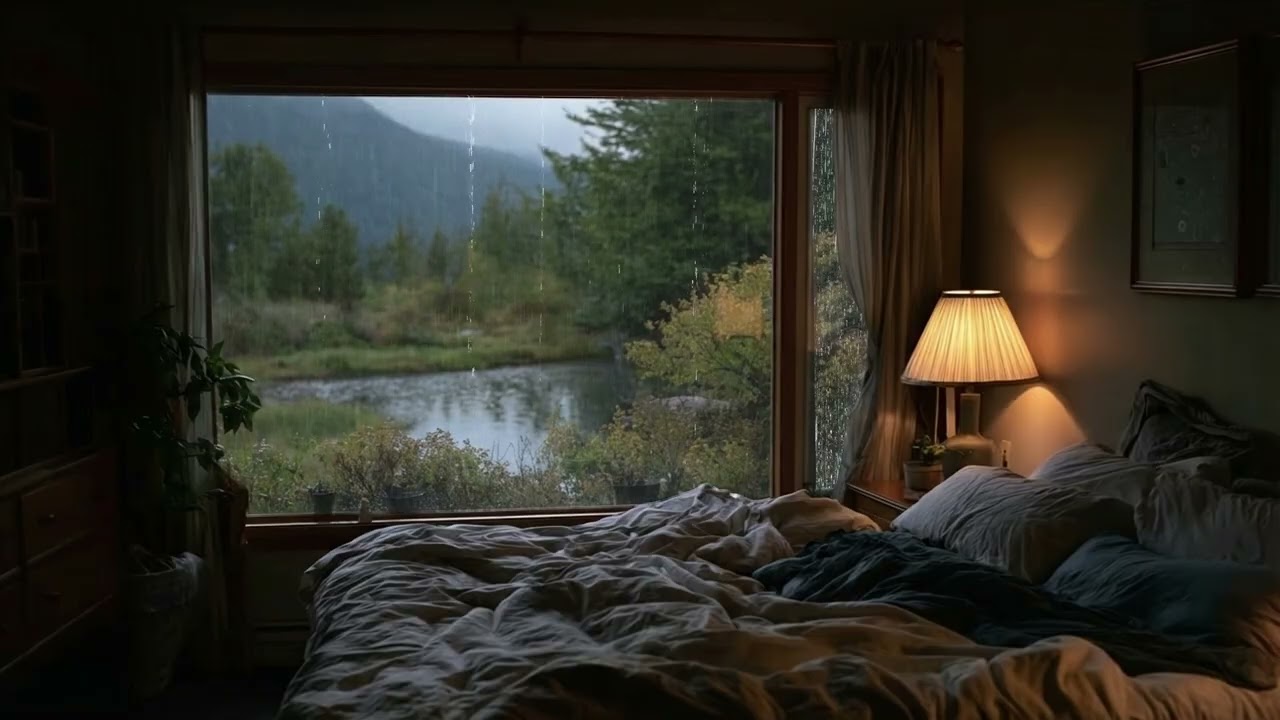 🌧️ Rainy Night Inside a Warm Cabin | Deep Focus, Study & Peaceful Sleep Rain Sounds (No Thunder)
