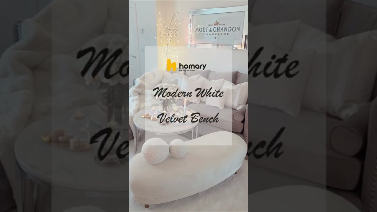 Homary Stylist l White Velvet Upholstered Curved Bench Review