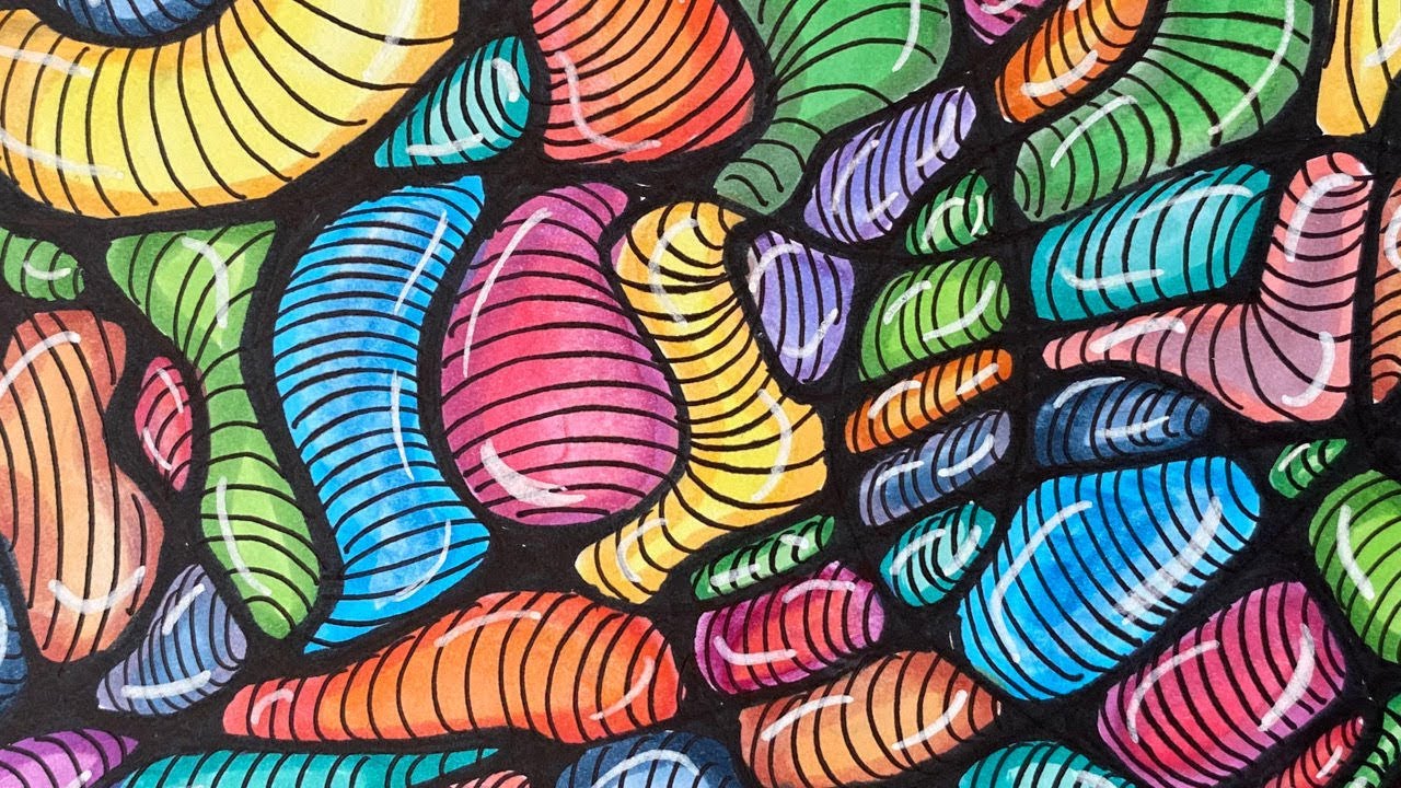 How to draw a 3D effect on Neurographic Art with markers and watercolor paint (Artist story 15)