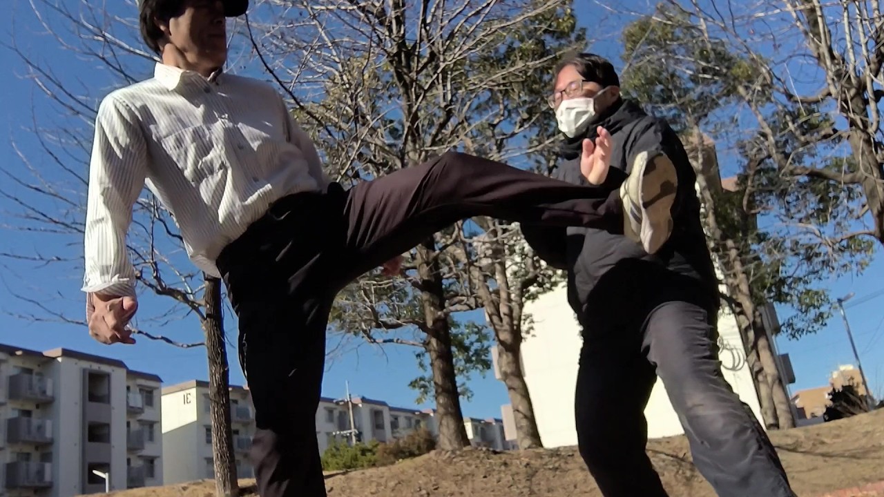 空手・拳法の稽古　222　　― 横蹴りを手刀で受ける  　Karate step by step training 222　　Block a side kick with a knife hand
