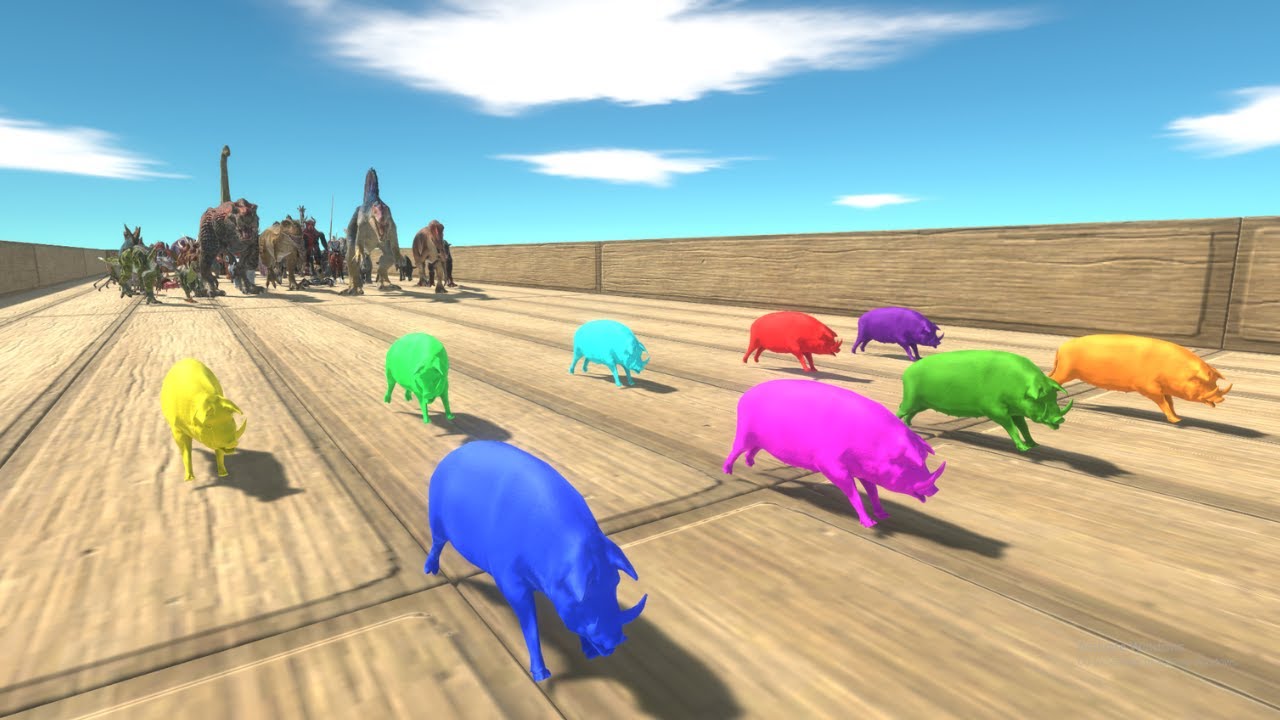 Race to eat NEON PIGS - Animal Revolt Battle Simulator