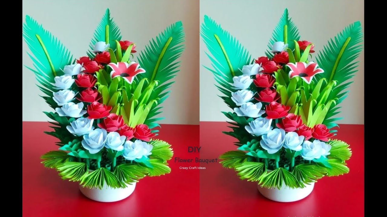 How to make Beautiful  Paper Flower Bouquet || Room Decoration Idea.