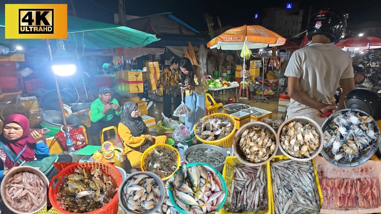 Ever Seen Largest Seafood Distribution in Cambodia - Fresh Seafood Market Scenes and People Activiti