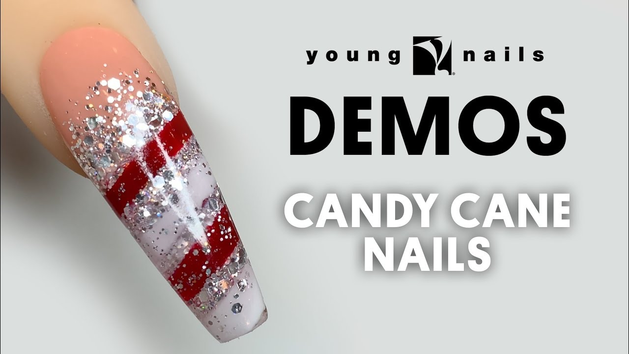 Young Nails Nail Demo - Candy Cane Nails - Acrylic Nails