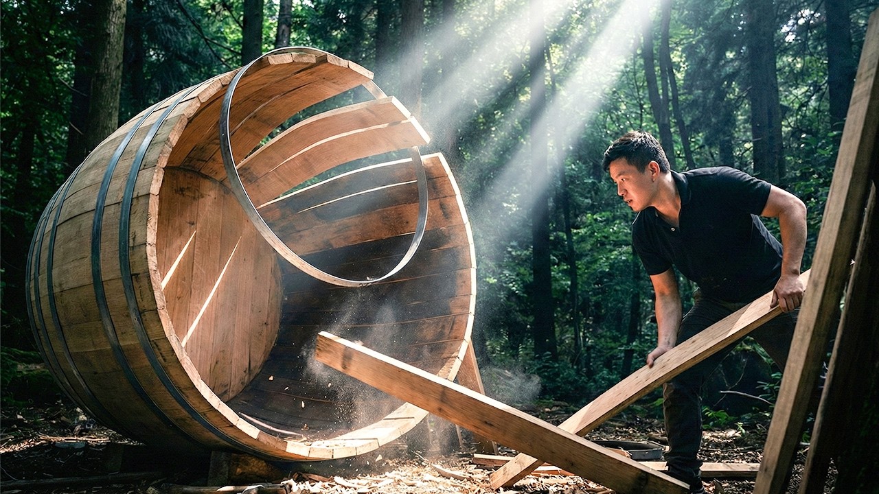 I Build a Wooden Barrel from Planks Using Traditional Skills