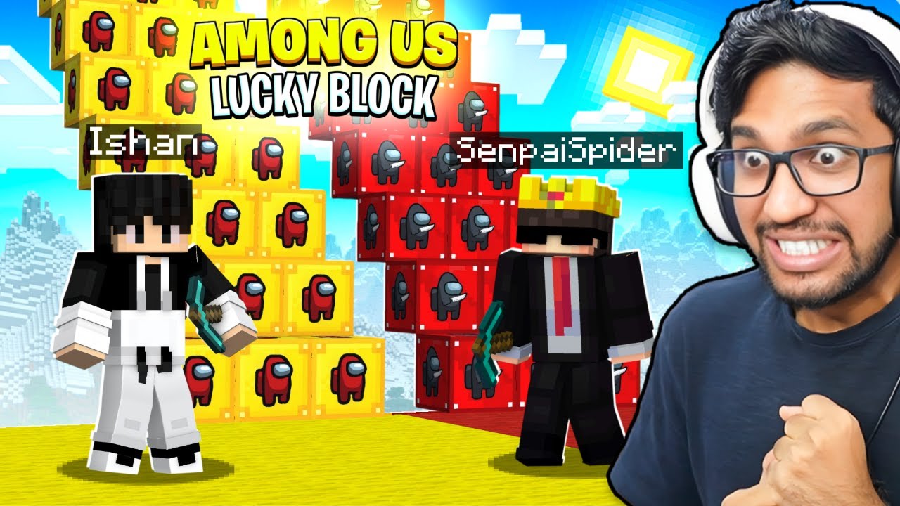 DON'T CHOOSE WRONG AMONG US LUCKY BLOCK STAIRS (with SenpaiSpider)