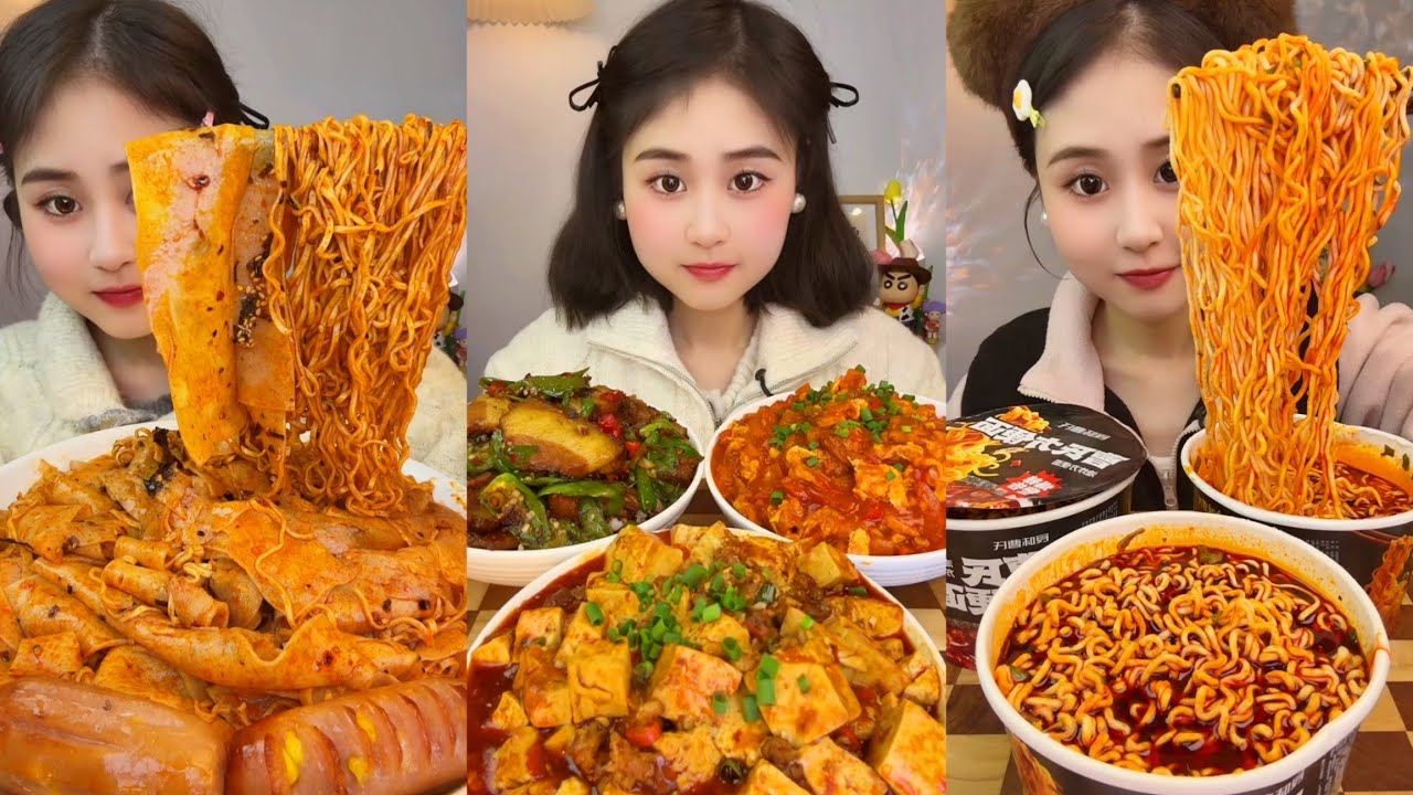 ASMR EATING SPICY AND HOT Korean Noodles 먹방 | Chinese Spicy Food ASMR 중국먹방 | ASMR Eating Video