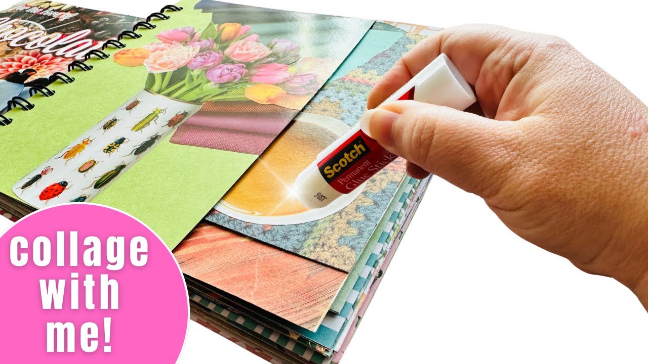 💥Hey you, let’s glue!💥 Cinch Bound Random Glue Book Collage✂️ #gluebook