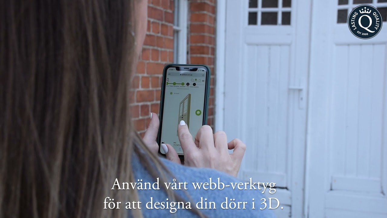 Bygg din ytterd&ouml;rr fr&aring;n Qvesarum i 3D - f&auml;st den p&aring; din fasad via AR-verktyget i mobilen