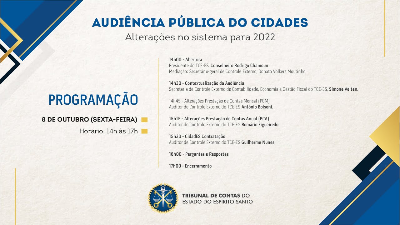 Audiência Pública – CidadES – alterações para 2022