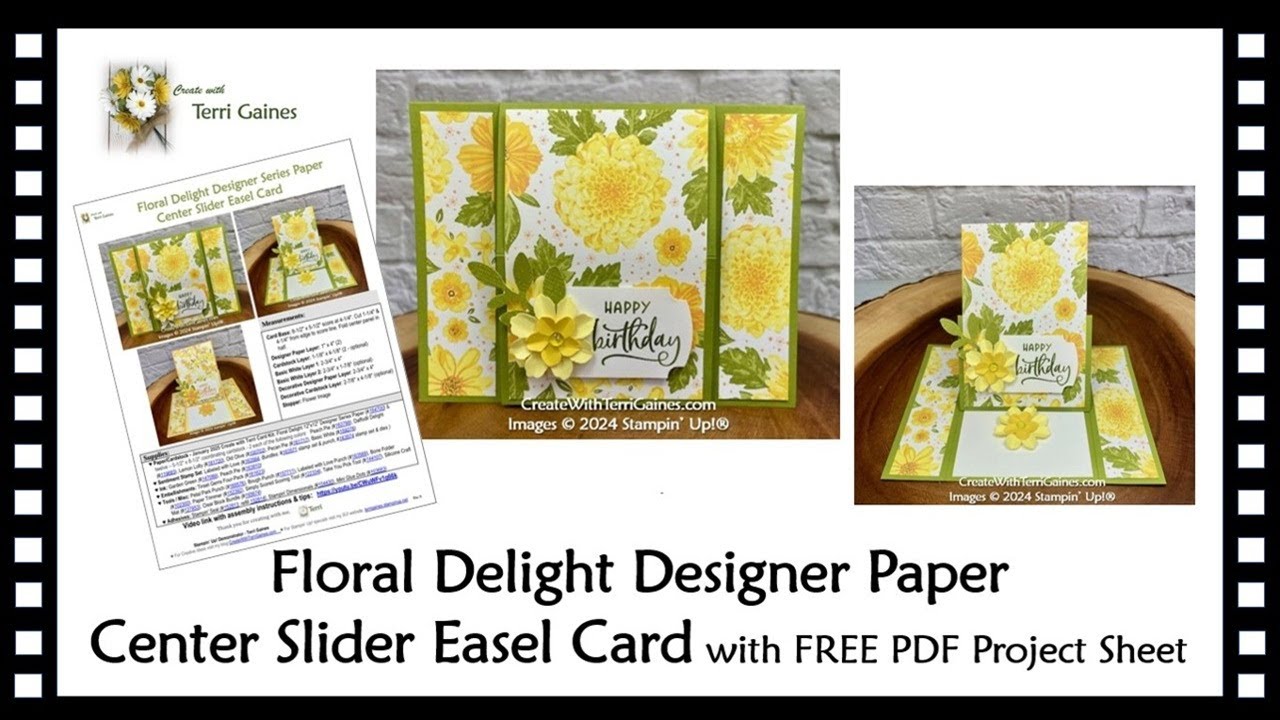 Floral Delight Designer Series Paper Center Slider Easel Card Tutorial with FREE PDF Project Sheet