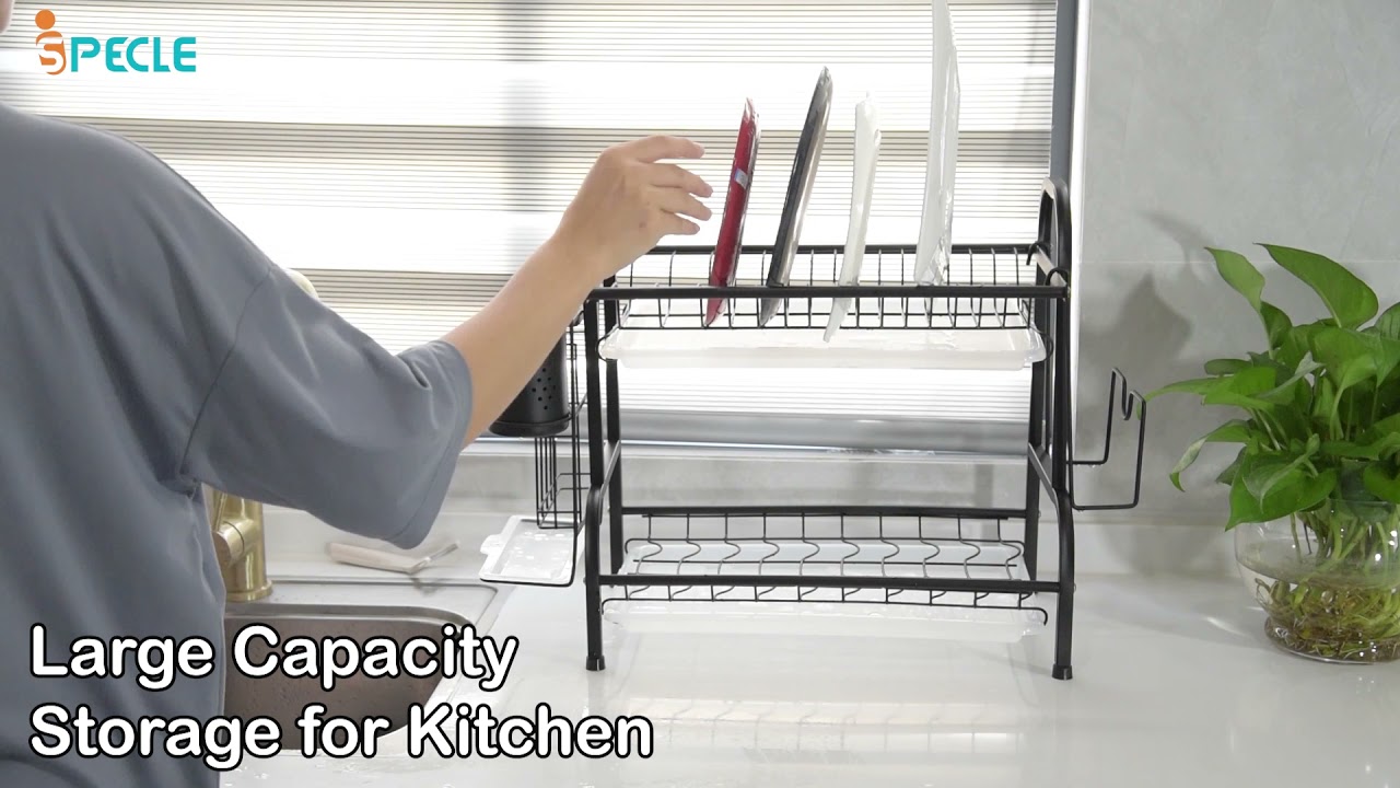 iSPECLE  2-Tier Dish Rack with Utensil Holder