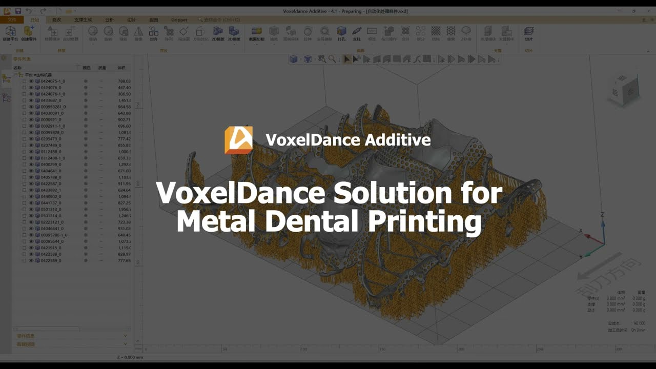 VoxelDance solution for metal dental printing